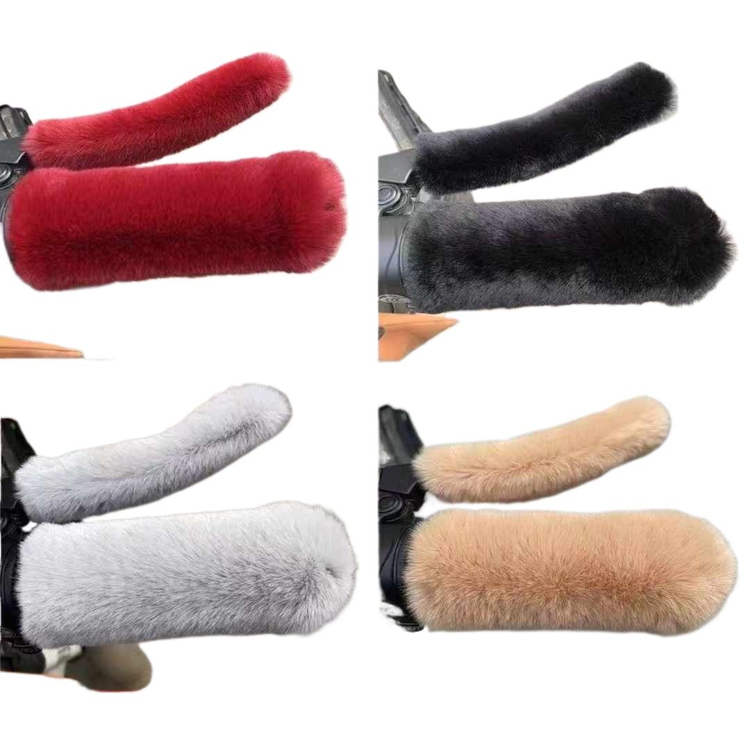 Faux-Fur Winter Handlebar Grips - Warm, Non-Slip & Windproof for Bikes, Scooters & Motorcycles