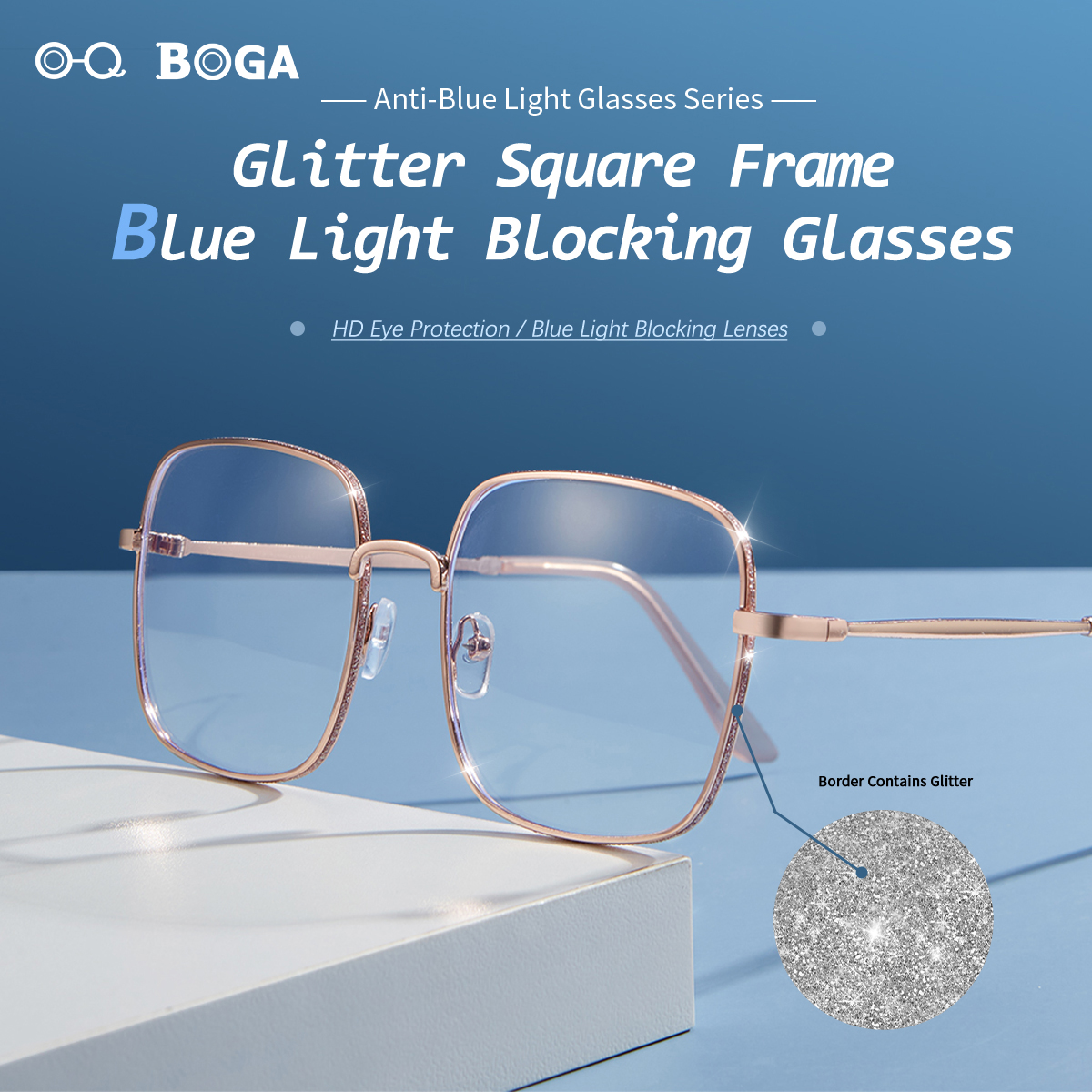 OQ BOGA 4 Colors Unisex Anti Blue Light Radiation Square Frame Computer Glasse Women Men Eye Protection Fashion Metal Full Rim Eyewear