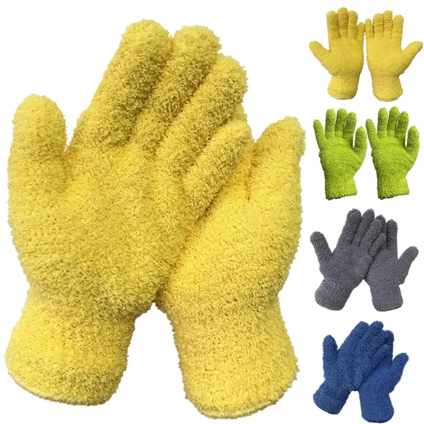 1 pair Reusable Microfiber Car Care Cleaning Glove Removal Cleaner Dust Remover Coral Fleece