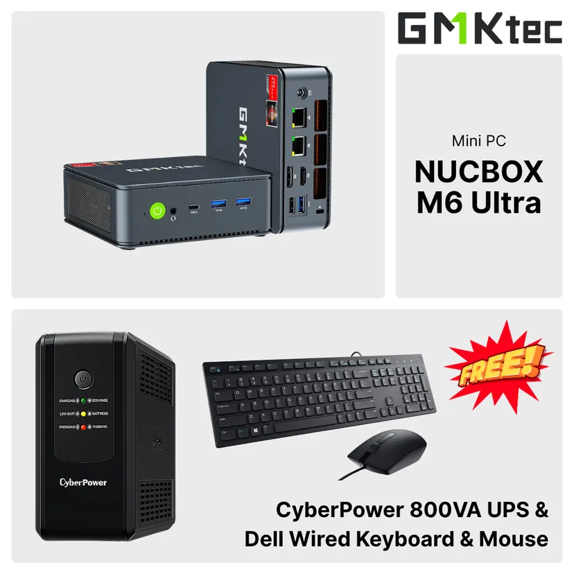 GMKtec NucBox M6 Ultra Mini PC | Computer | AMD Ryzen 5 7640HS | 16GB RAM | 512 M.2 SSD | Dual 2.5GHz LAN | Windows 11 Pro | 4K60Hz | 1 Year Warranty
