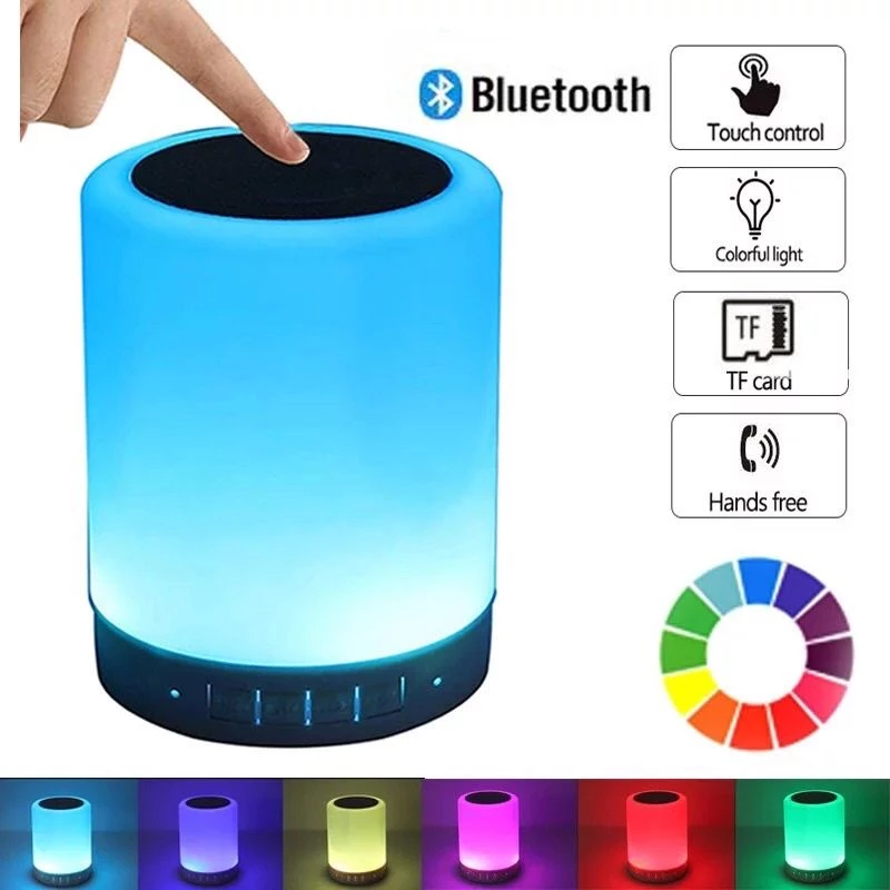 Bulk Bazaar Premium Touch Lamp Portable Speaker | Multifunctional Wireless Bluetooth Touch Table Lamp | Portable LED Night Light Speaker | Music Player, Hands-Free Speakerphone, Color & Warm Light | Rechargeable Bedside Lamp