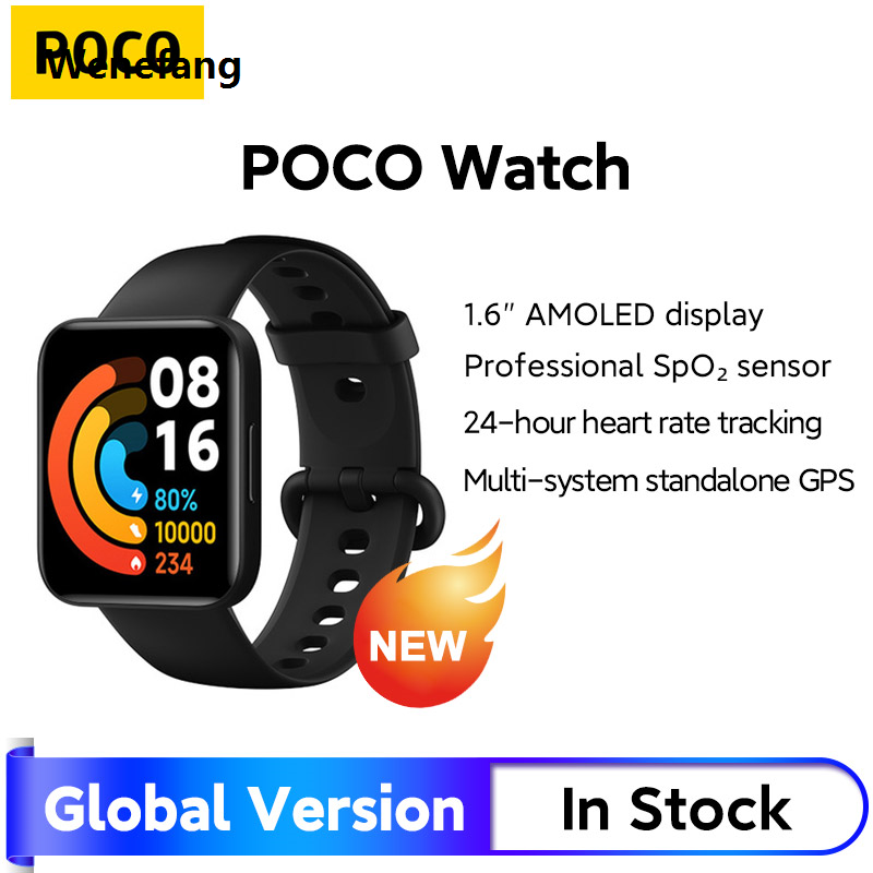Wenefang Global Version POCO Watch 1.6'' AMOLED Display 14 Days Battery GPS Always-on Watch Face Blood Oxygen Smartwatch