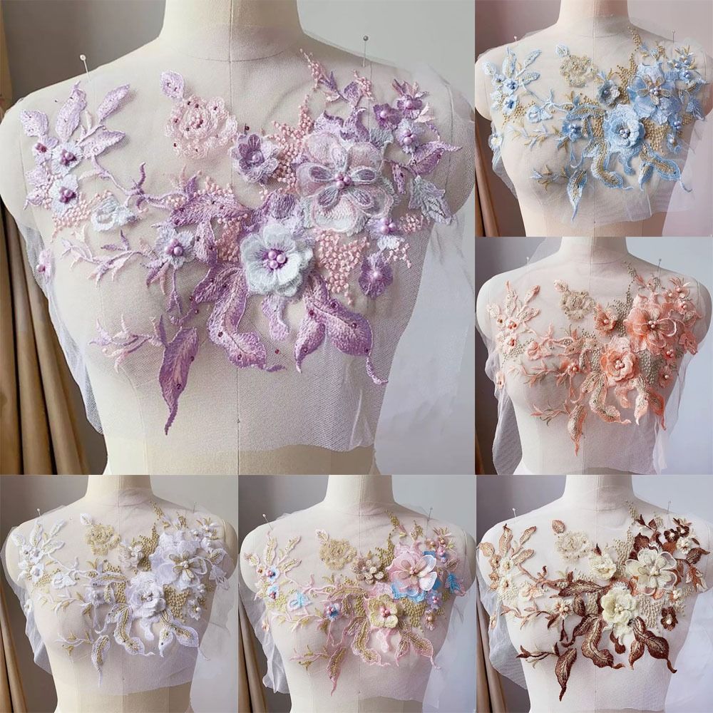 Fashion Elegant Sequin Embroidery Sequined Embroidery Patches DIY Lace Fabrics Applique Clothing Applique Stage Costumes