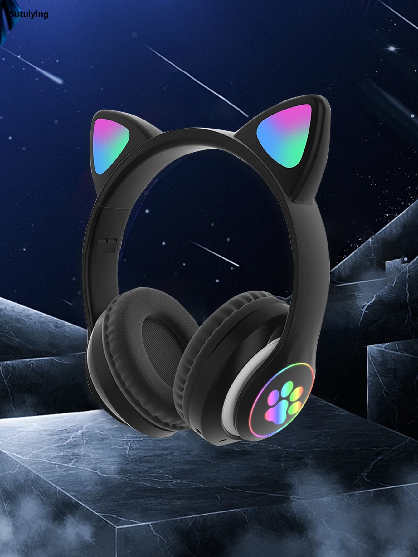 Sutuiying Wireless headphones, Jerry 5.0, long life, high sound quality, New style cat ears, listening to music/gaming wireless headphones