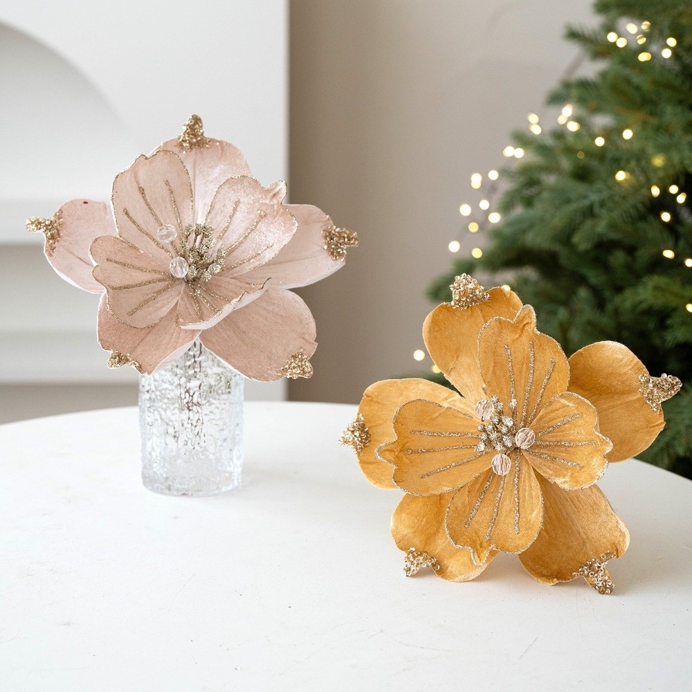 New 22cm Xmas Tree Pendant Simulation DIY Xmas Tree Charm Magnolia Flower Christmas Supplies Home Decoration