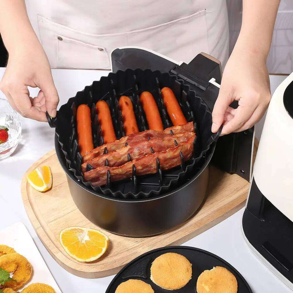 Tray Flexible Baking Trays Silicone Air Fryer Liner Set with Bacon Hot Dog Rack for Enthusiasts