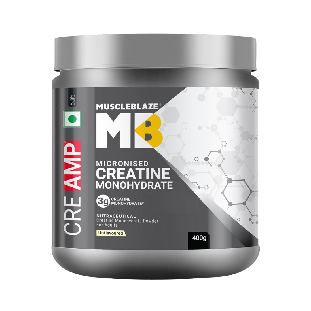 MuscleBlaze Creatine Monohydrate 400g 133 Servings with CREAMP Micronized Powder for Muscle Building