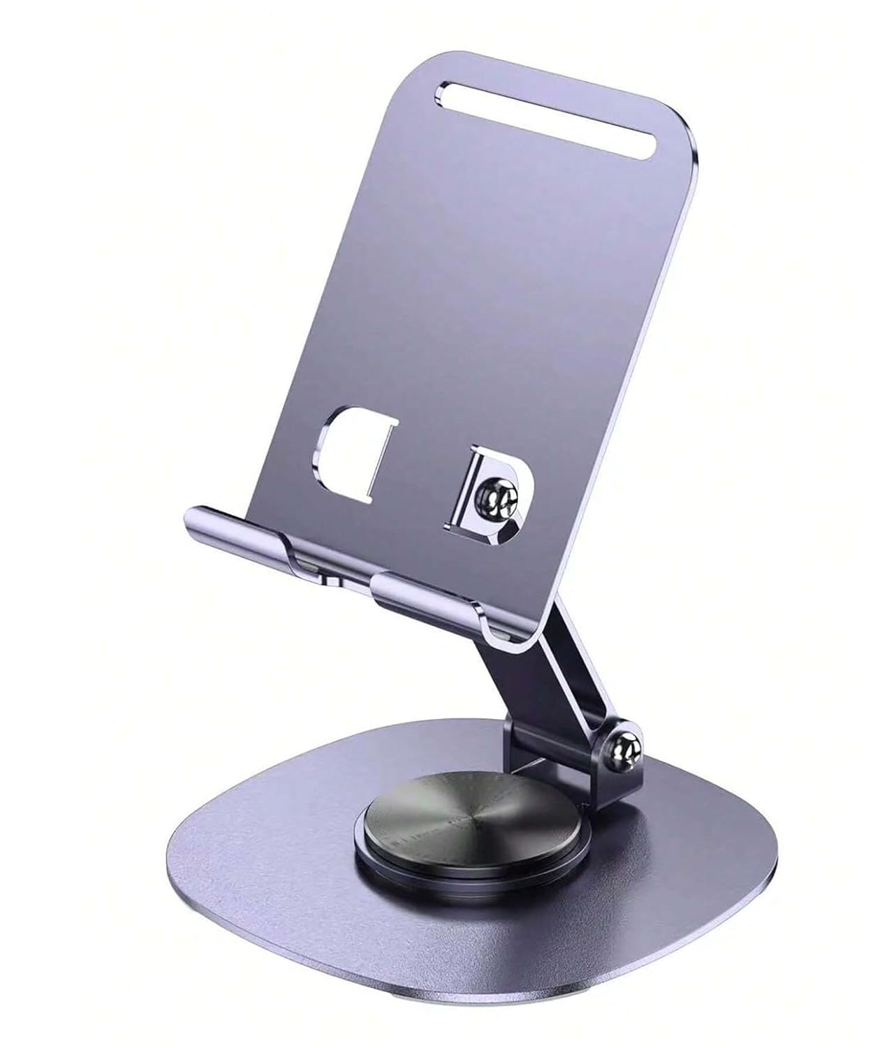 Foldable Metal Phone Stand, 360° Rotating Compact Holder for Smartphones Tablets, Adjustable Portable Desk Stand for Office
