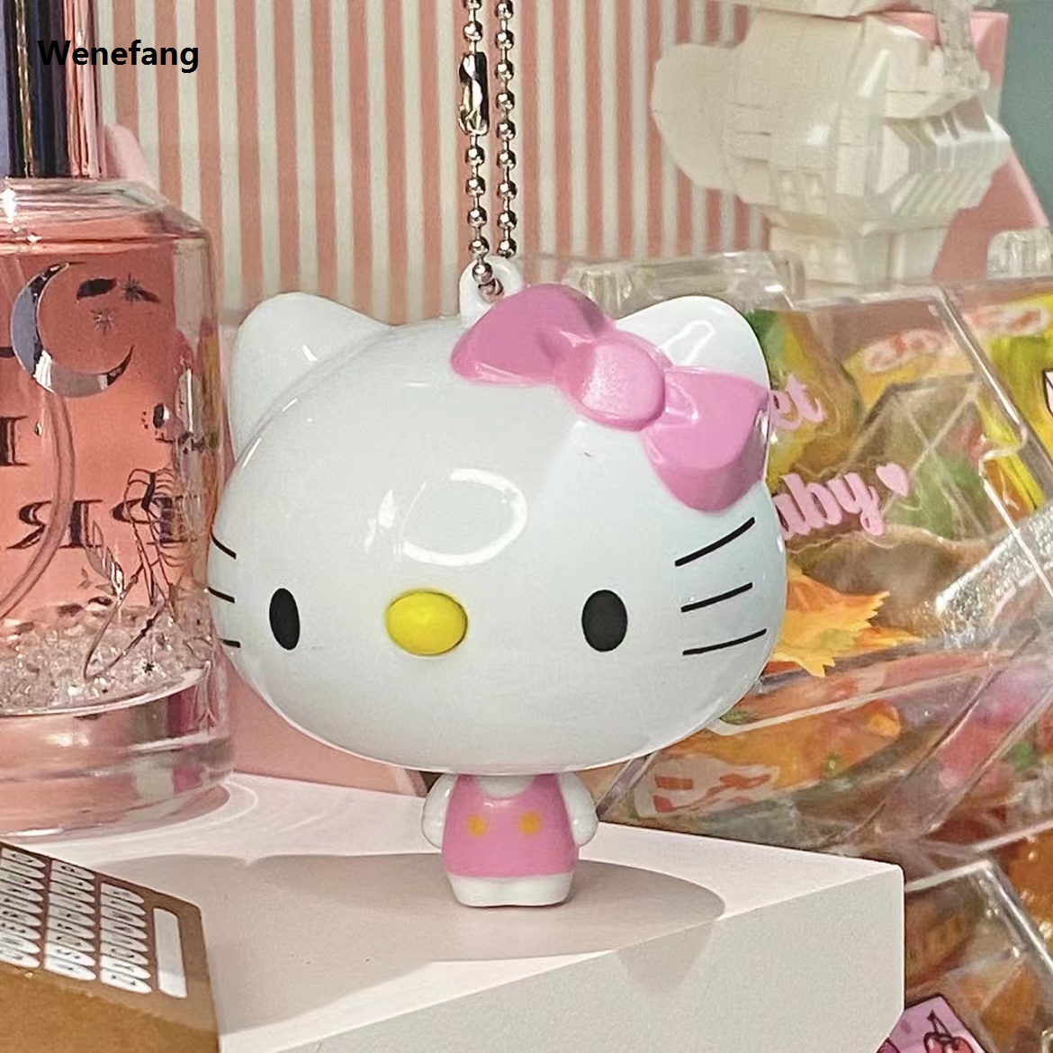 Wenefang Hello Kitty Sanrio Cartoon Self-Telescoping Tape Measure Cute Kt Luxury Cat Meter Ruler Mini Pendant Soft Measuring Tape Straight Ruler