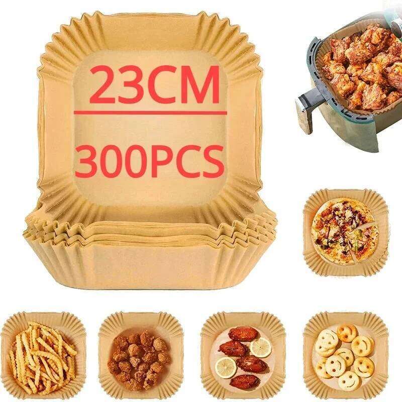 50-300Pcs Air fryer Baking for Barbecue Plate Square Oven Pan Pad 23/20/16cm AirFryer Oil-Proof Disposable Paper Liner