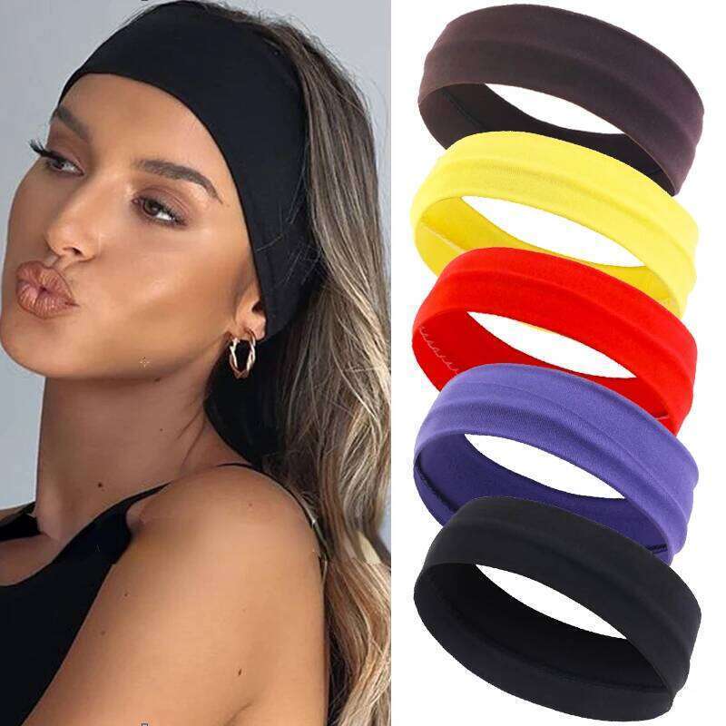 Summer Sports Headbands For Women Fiess Run Yoga Bandanas Solid Color Elastic Bands Stretch Makeup Hair Accessories 2023