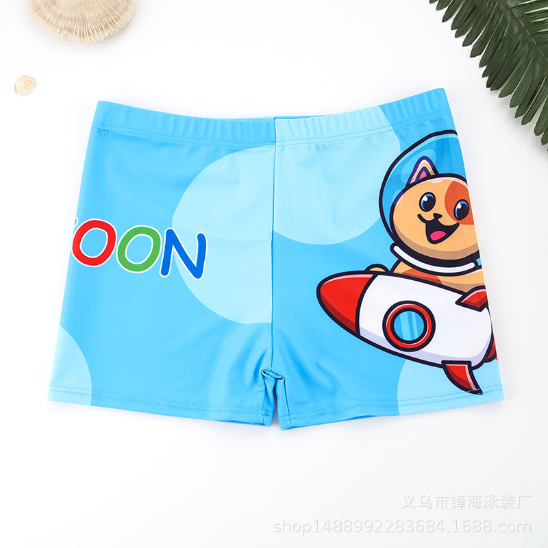 Children's swim trunks digital print elastic cute dinosaur quick-drying lined beach swimming pool big kids boxer trunks