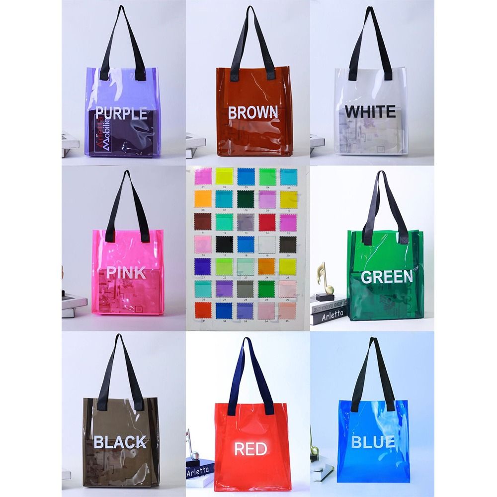 Cartoon PVC Jelly Bag Transparent Large Capacity Handbags Handheld Thickened Handheld Bag Women's