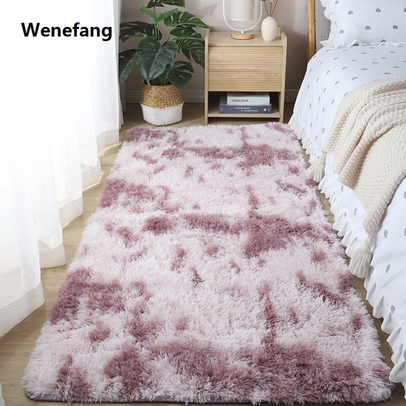 Wenefang The new plush bed rug bedroom is covered with simple 2024 network red best-selling mat silk hair tie-dye living room carpet