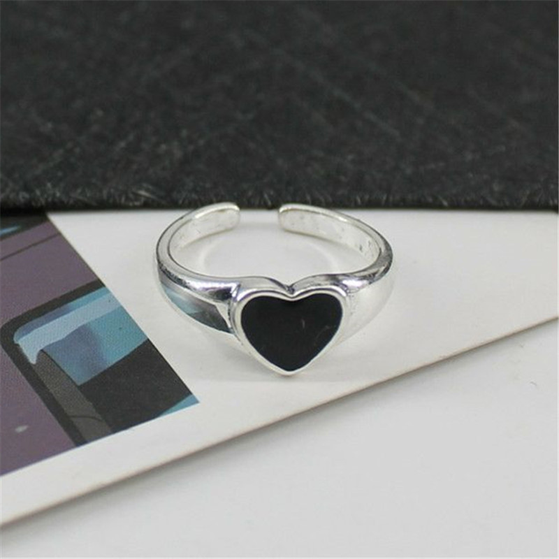 【New Arrivals】Korean Style Sweet Cool Black Glue Dropping Love Ring Women's Personalized Ins Trendy Simple Fashionable Elegant Mori Bracelet