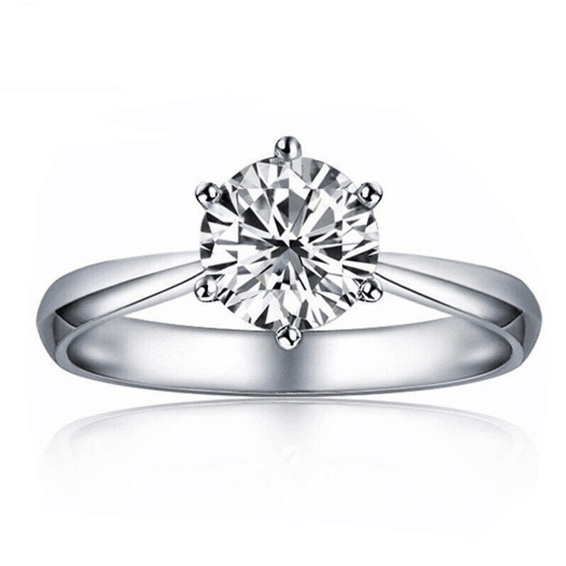 【Top-notch quality】Direct selling high simulation moissanite D color high carbon diamond 1 classic six-claw women's ring