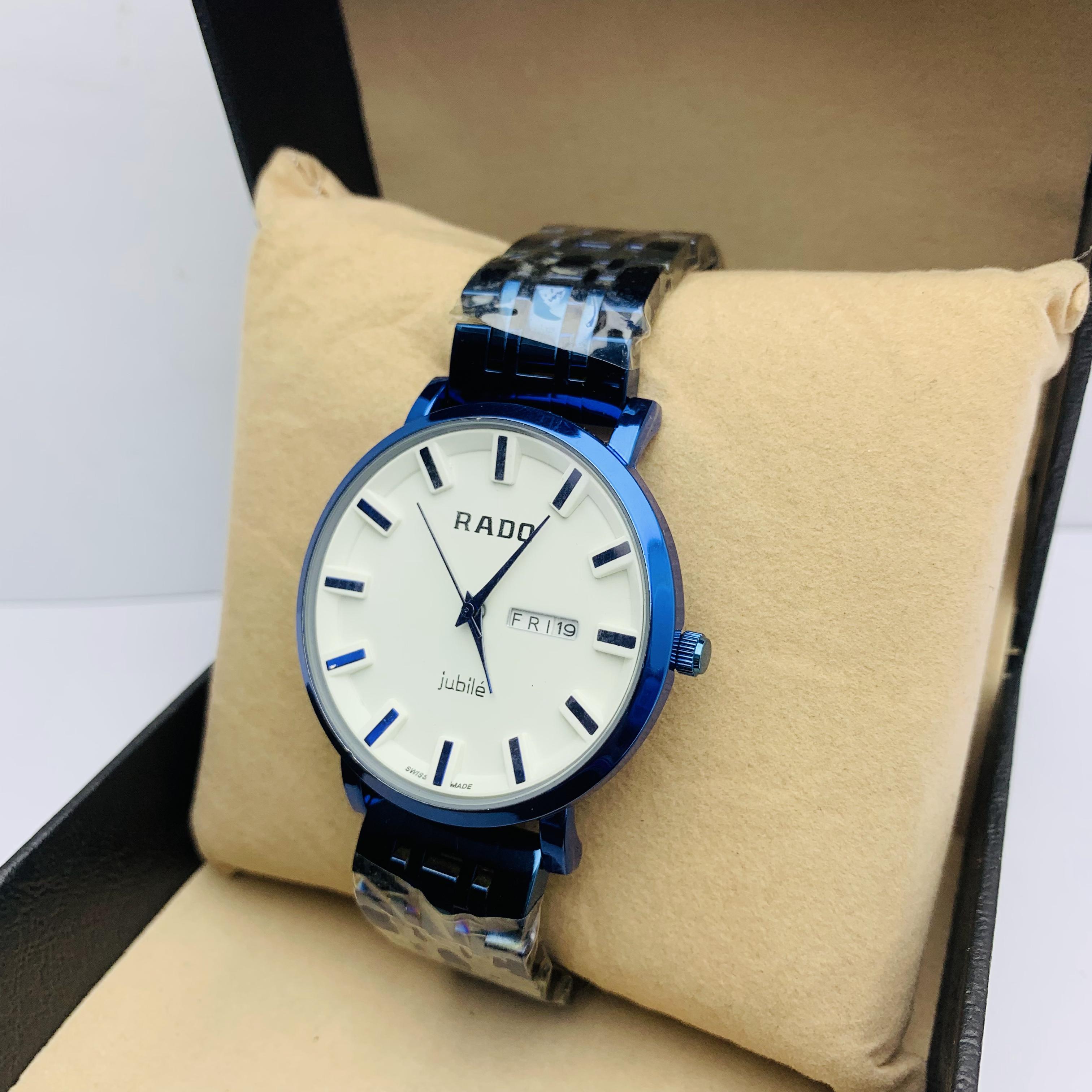 Waterproof Premium Quality Watch , White dile Round Shape Quartz Black Stanless steel Strip Watch For Men