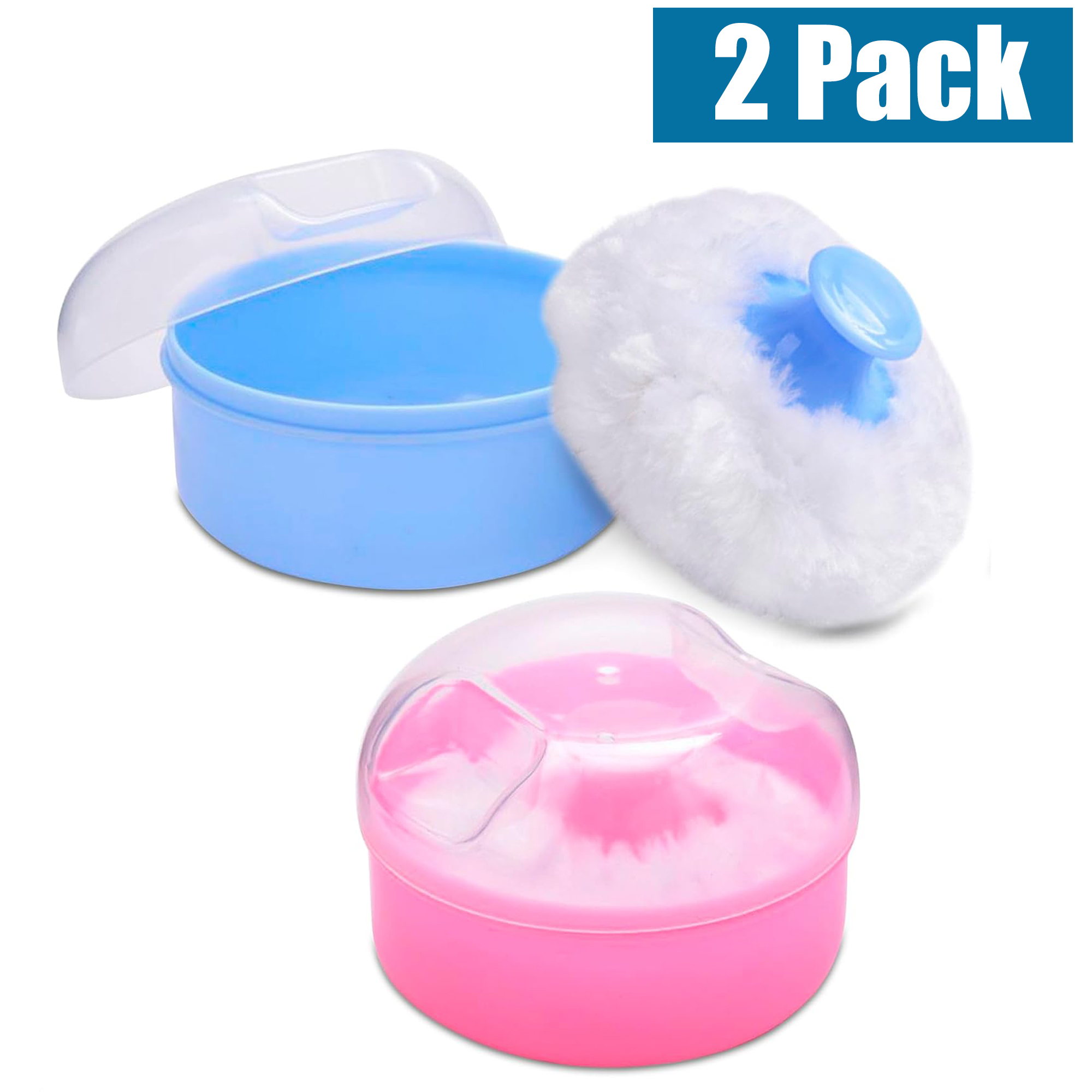2 Pcs Baby Body Powder Puff Kit with Sponge Box Container - BPA-Free Soft Feel Puffs for Talcum & Bath Powder - Travel-Friendly Makeup Puff Set for Babies & Women