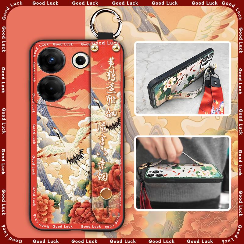 Dirt-resistant fashion Phone Case For Tecno Camon20 Pro 5G/CK8n Chinese style Phone Holder old lady ring Silicone