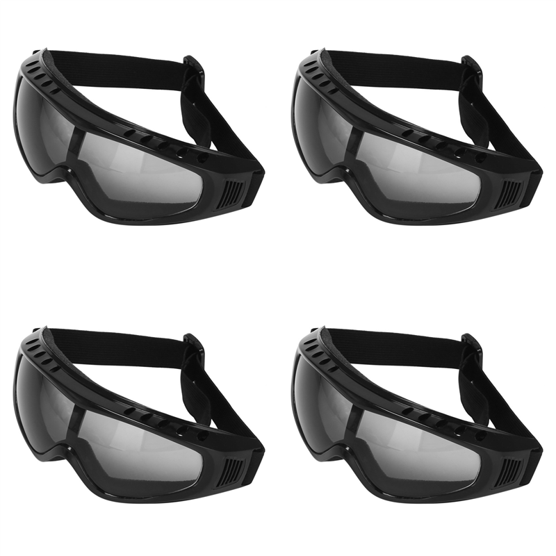 FORIDE 4X Goggles Clear Glasses Wind Dust Protection Motorcycle, Black