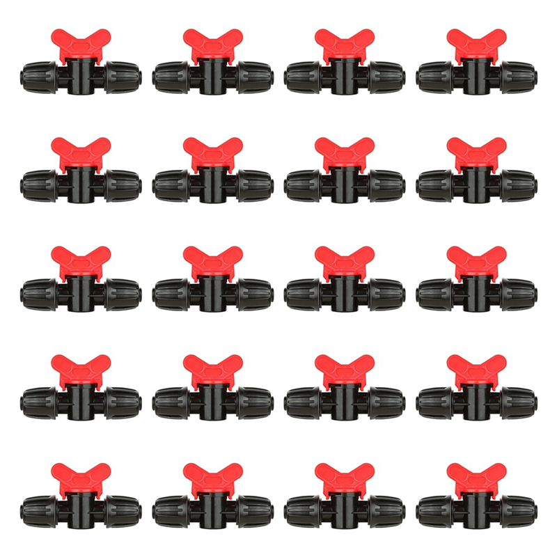 NCANRUI 20 Pcs Drip Irrigation Switch Valves 1/2 Inch - In-Line Barb Lock for Tubing 0.60-0.65Inch OD, Outdoor Shut Off Valve