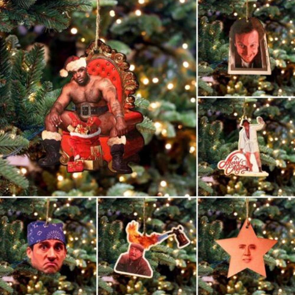Home Accessories Hanging Decorations Barry Wood Meme Festival Supplies Xmas Hanging Pendant Wooden Christmas Tree