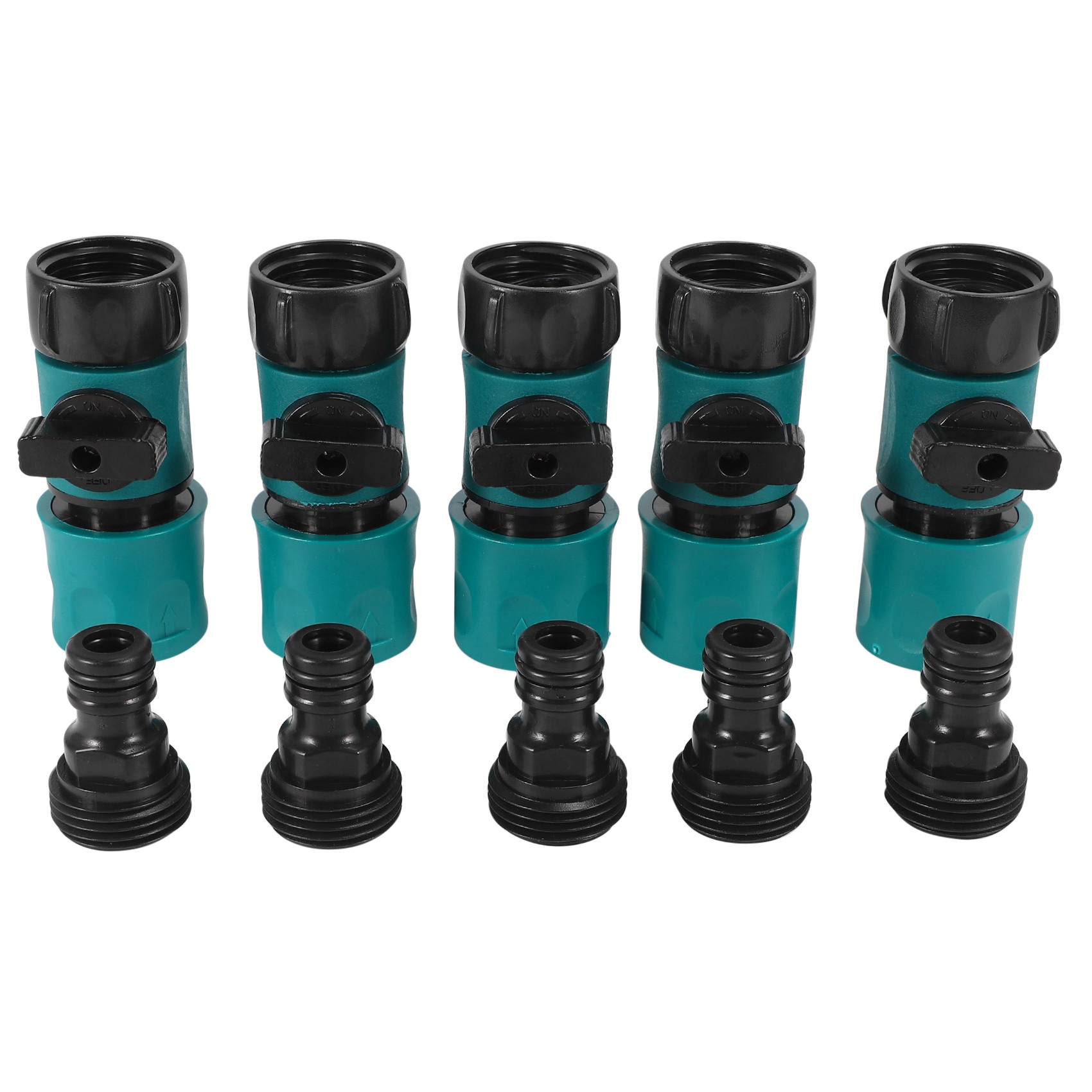 NAMUNY 3/4 Inch Garden Hose Fitting Quick Connector Male and Female Set with Shut-Off Valve Switch (5 Sets/ 10 Pack)