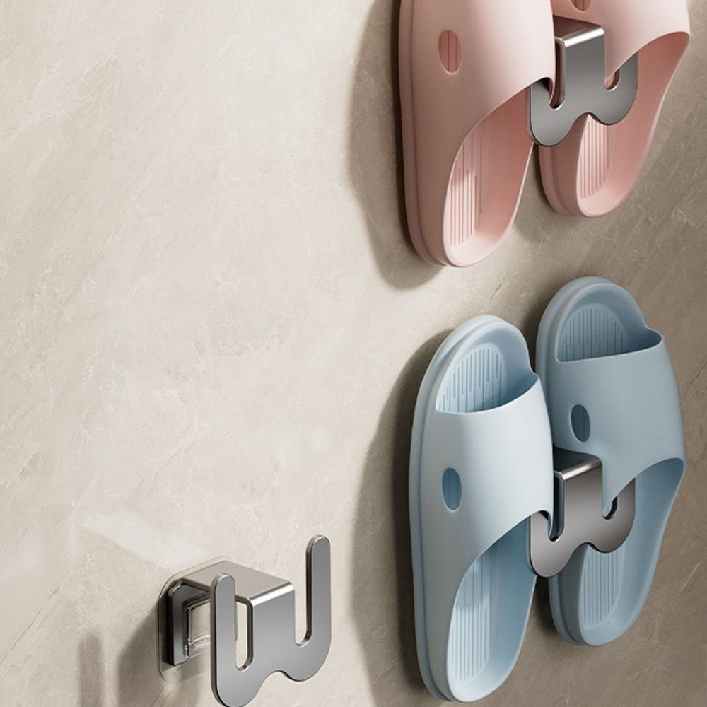 Simple Multifunctional Bathroom Slipper Rack Wall Mounted Space-saving Storage Organizer Keep Tidy Drainage Rack Home Bedroom Storage Hook