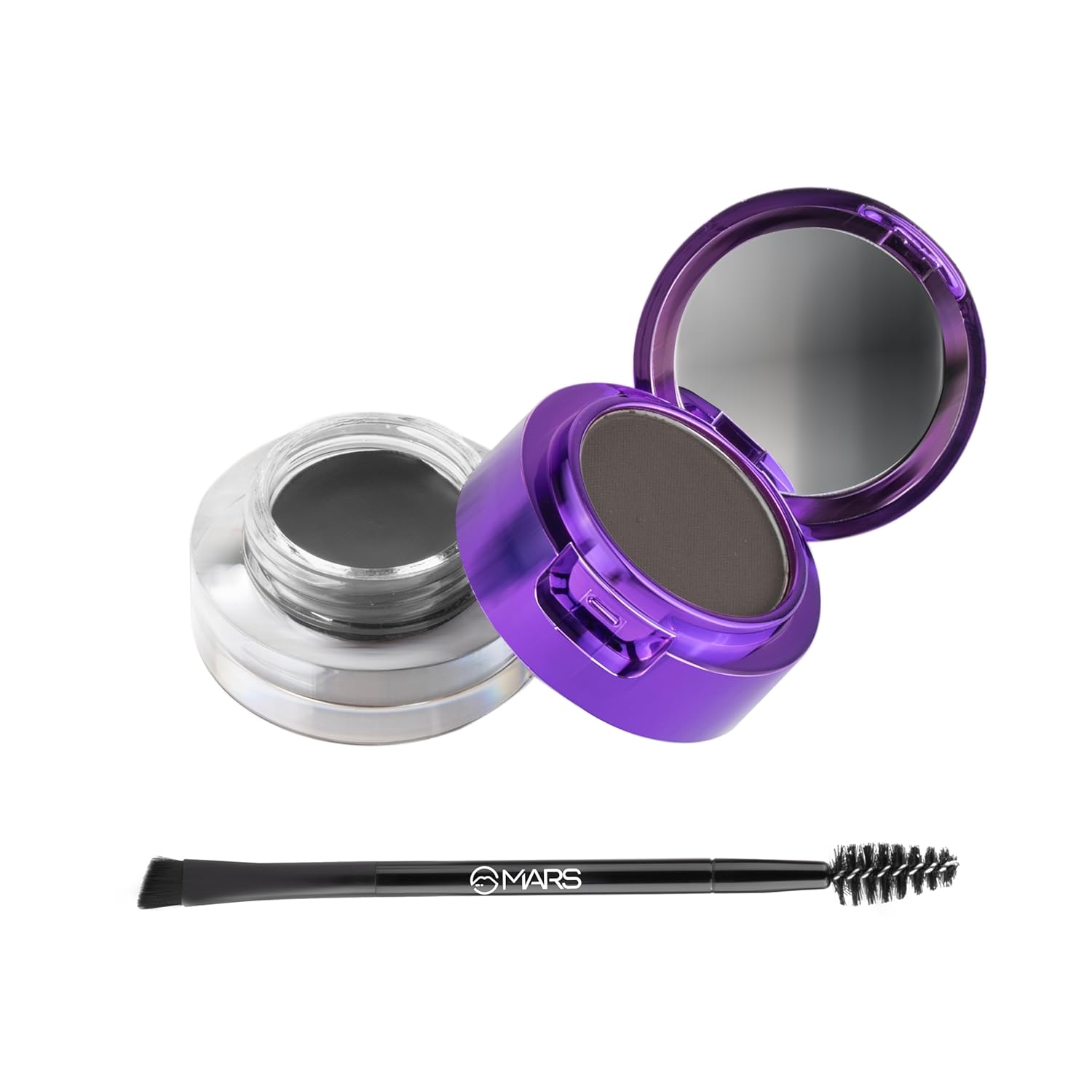MARS Eyelove Multi Pods Gel Eyeliner & Eyebrow Powder With Dual Ended Brush | Smudge Proof & Water Proof | Long Lasting | Rich Pigmentation | Inbuilt Mirror for Touch-up (3.5gm) (Brown)