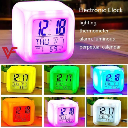 7 Color Mode Digital LED Alarm Table Clock