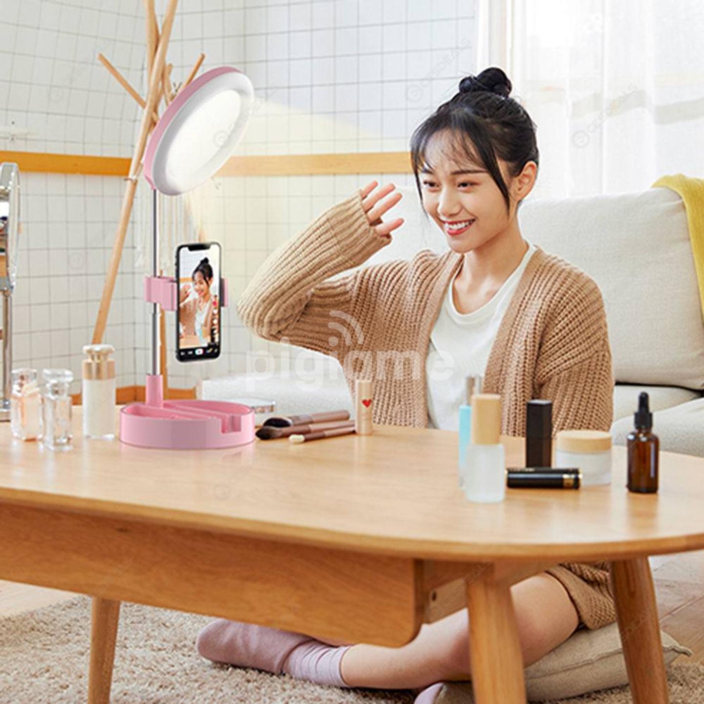 Mai Appearance Live Makeup Multipurpose Desk Lamp G3, 3In1 Dimmable LED Ring Light 6 Inch Folding Desktop Selfie Light Mirror Lamp