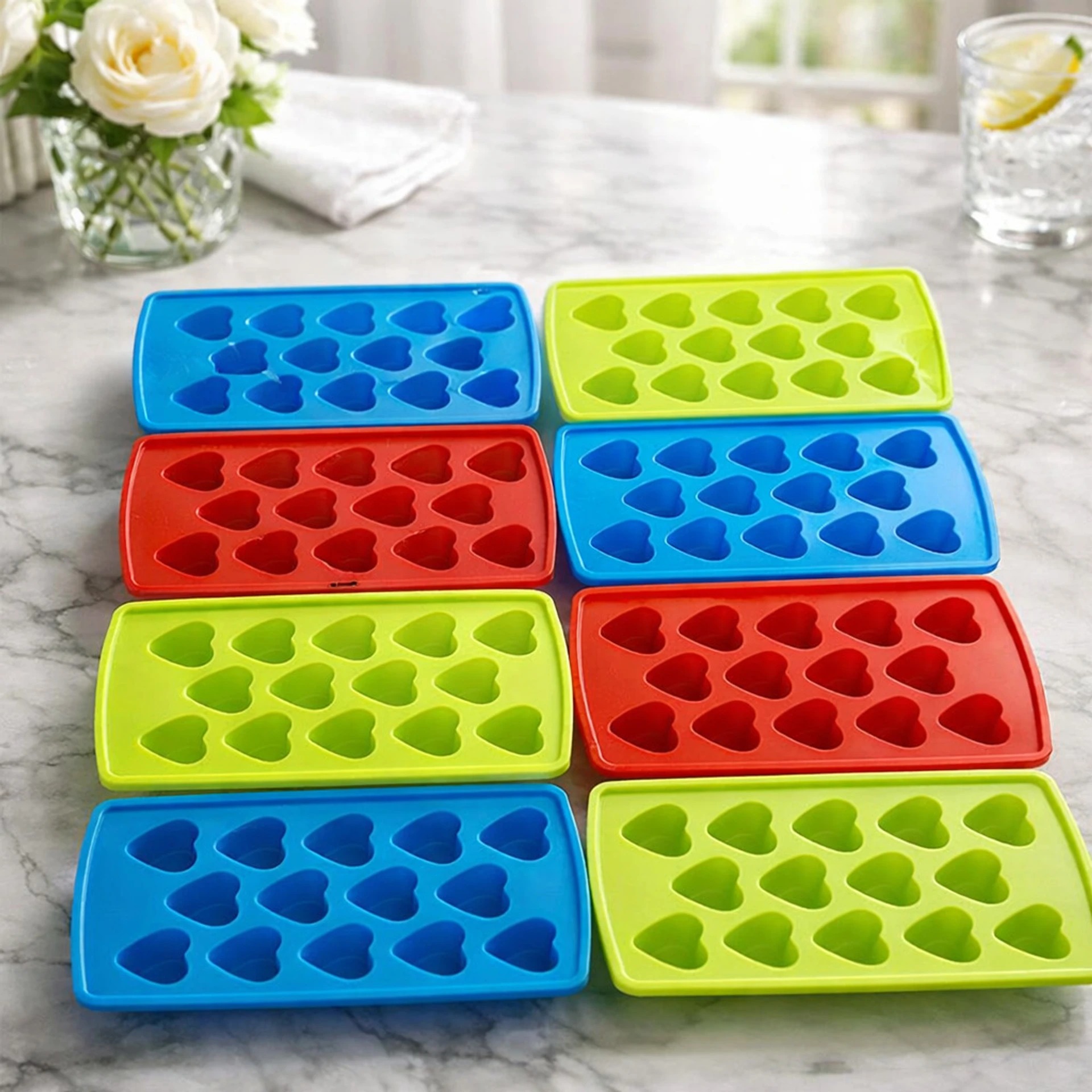 Plastic Flexible Heart Shape Ice Cube Tray