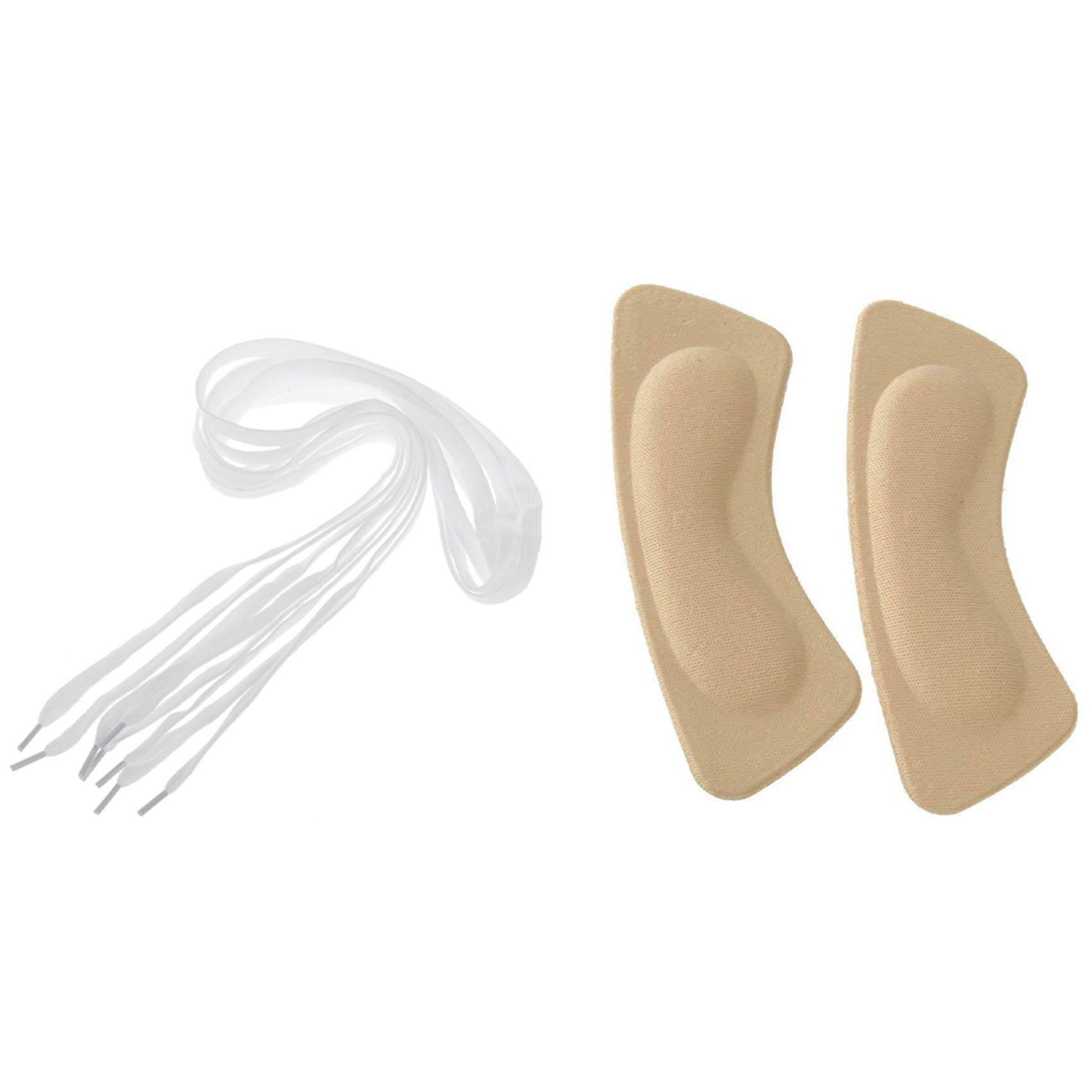 fasdaga 2 Pairs White Sneaker Shoes Strings & 1 Pair Shoe Insoles Lining Pad Heel Sponge Invisible Heel Inserts