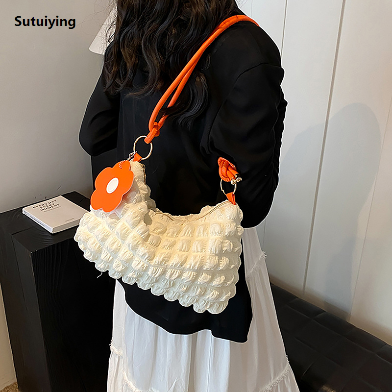 Sutuiying 1PC Bubbles Shoulder Crossbody Bag Women's Handbag Pleated Fashion Underarm Bag GJCUTE | Fashion New Design hand bag