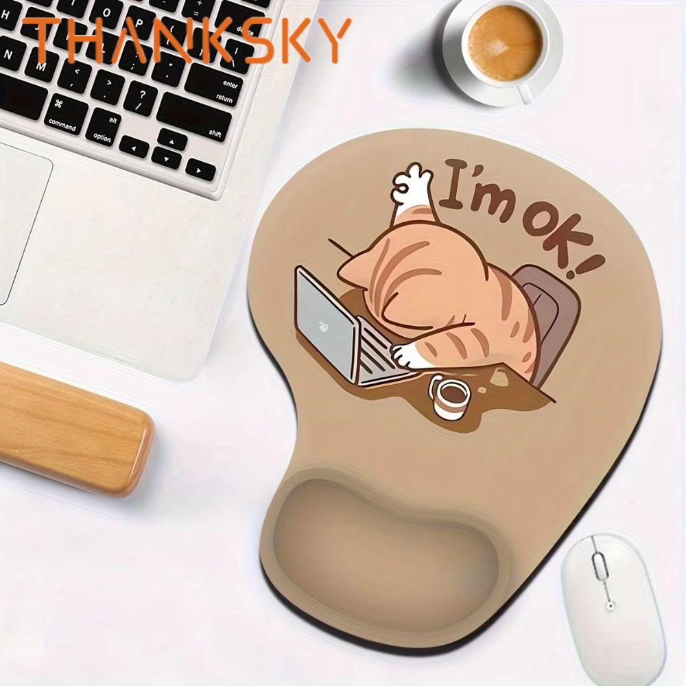 Computer Peripherals Ergonomic Animal Mouse Pad Cute Cartoon Non-Slip Cat Mouse Mat Desk Mat Comfortable Wrist Support Pad Computer