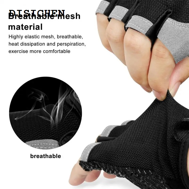 DISICHEN Hot Selling Half Finger Cycling Gloves Men Women Anti Slip Shock Breathable Summer Bicycle Gloves Fingerless Sports Gym Training Bike Gloves