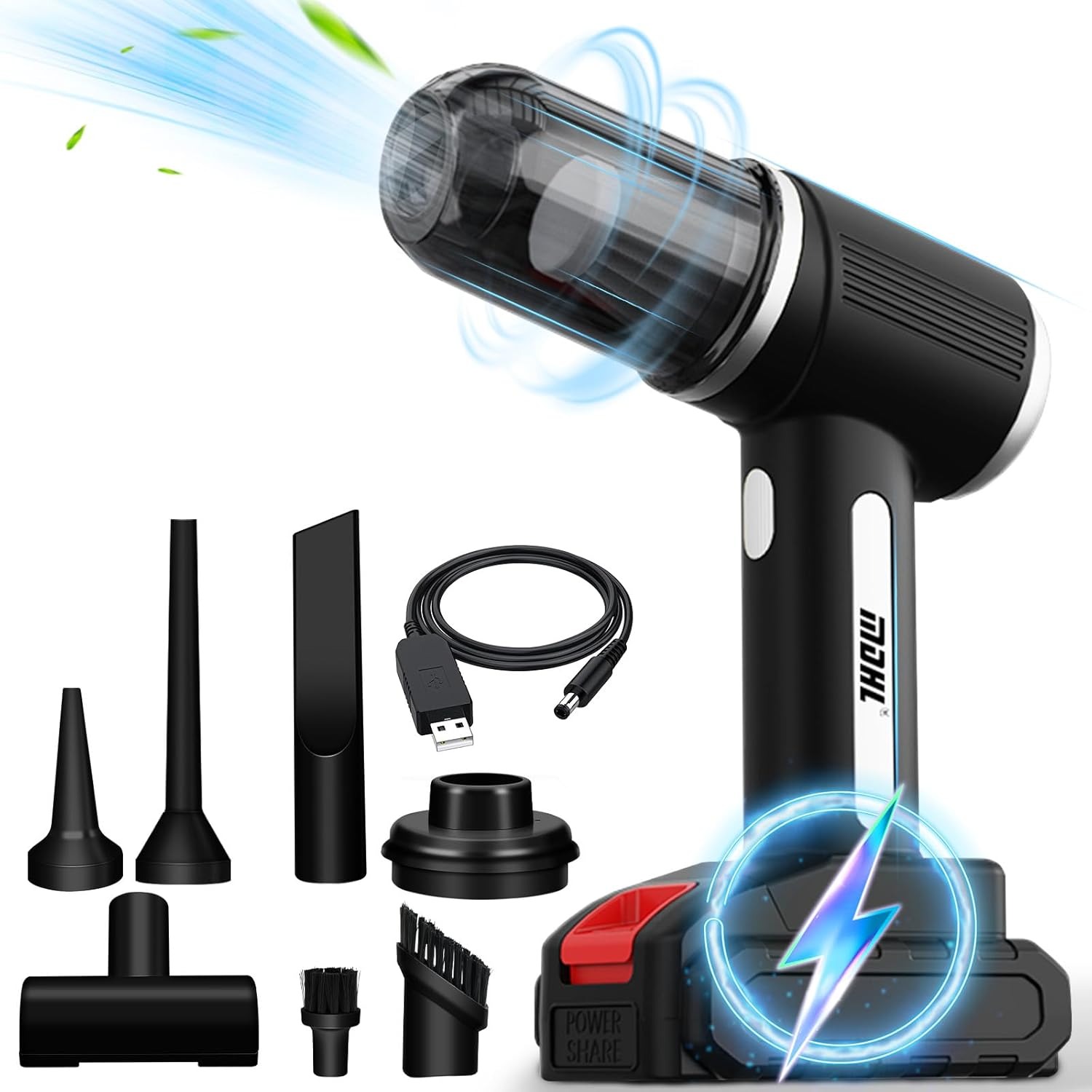 Car Vacuum Cleaner Cordless, 9000pa Electric Wireless Car Vacuum With 2 Speeds Adjustable, 6000mAh Rechargeable Battery Dust Collector For Car Home Office