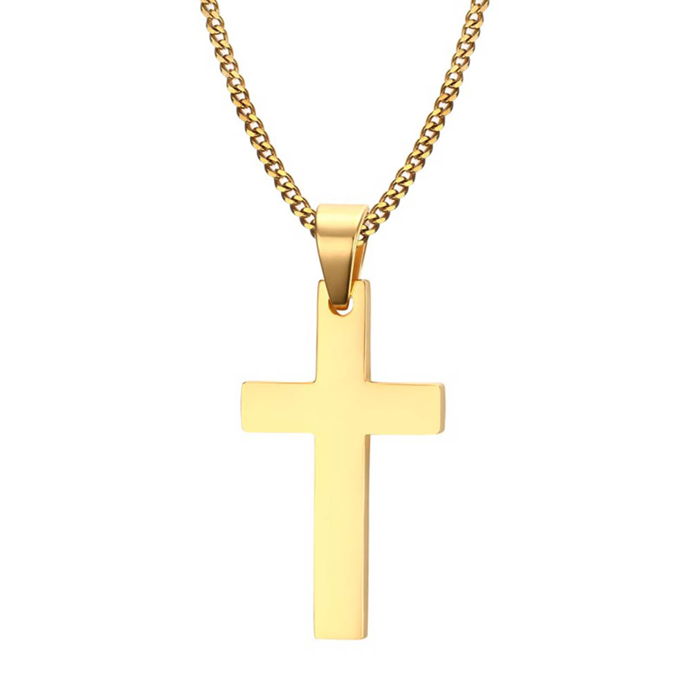 Jewelry Statement Alloy Stainless Steel Link Chain Cross Pendant Men Necklace