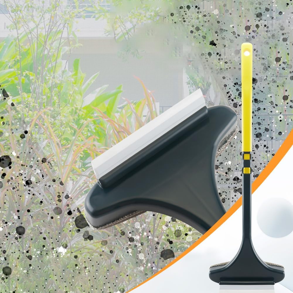 2 in 1 Multifunctional Screen Brush, 2025 New Mesh Cleaner Brush Double-Sided Window Screen Cleaner Brush with Scraper, Magic Window Cleaning Tool Wet and Dry Purpose Extendable Brush