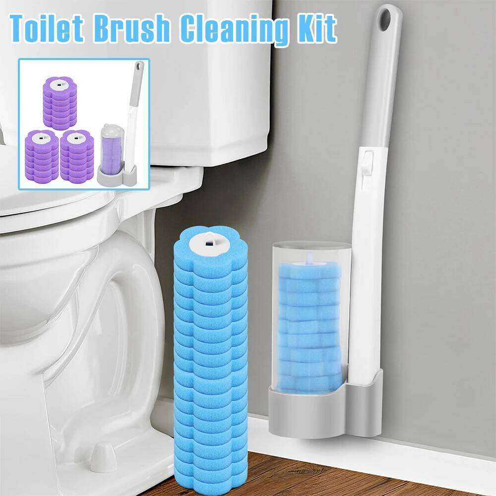 Disposable Cleaning Wand Kit Practical Toilet Bowl with Replaceable Brush Head Multi-role Bathroom Accessories