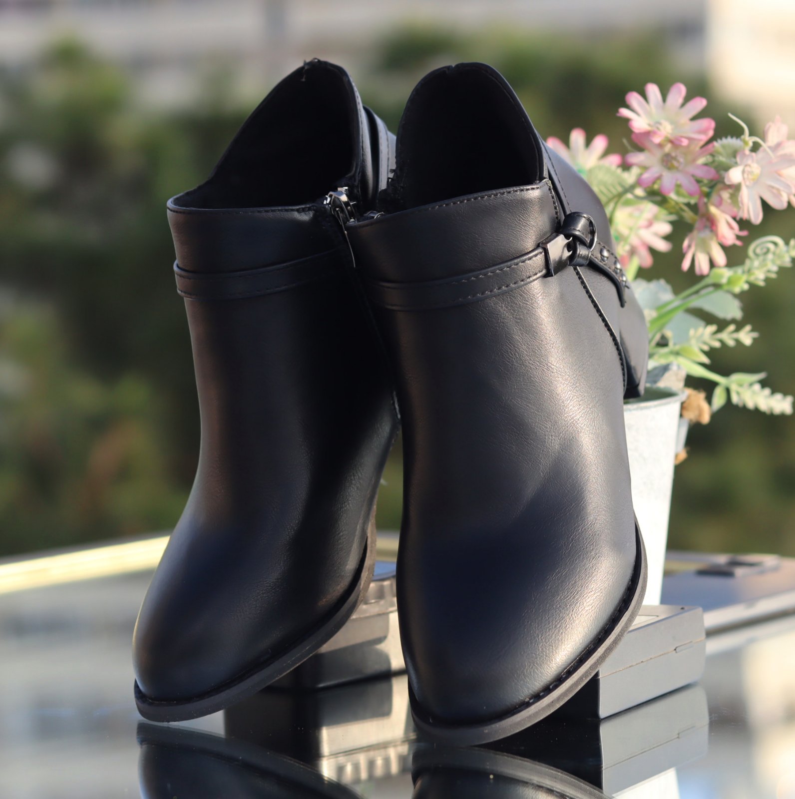 Veloria - Ladies’ Elegant Premium Brown Ankle Boots with Chic Accent