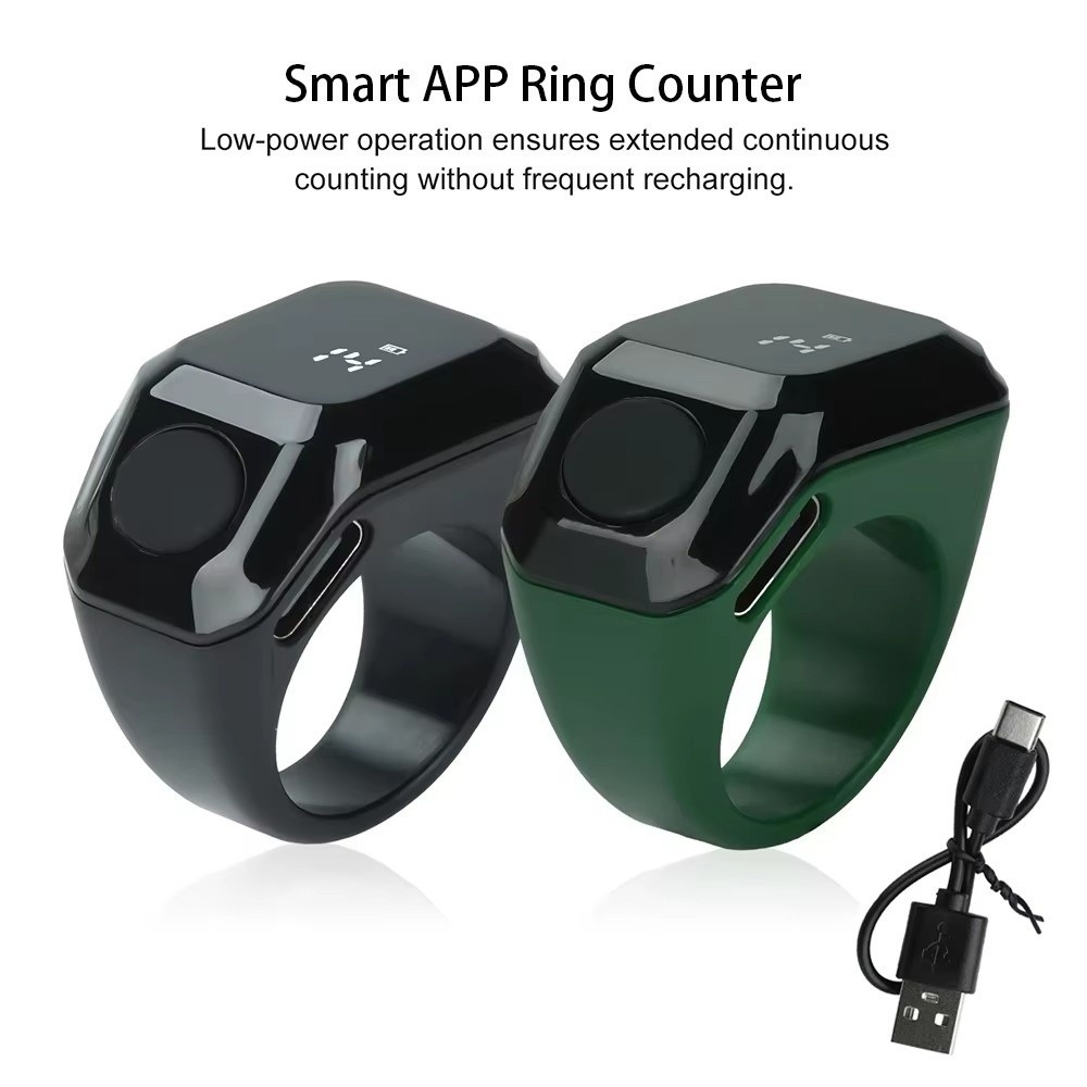 Durable Mini Smart Ring Counter OLED Display Wearable Bluetooth Counting Ring Type-C Rechargeable Touch Operation Zikr Ring Time Management