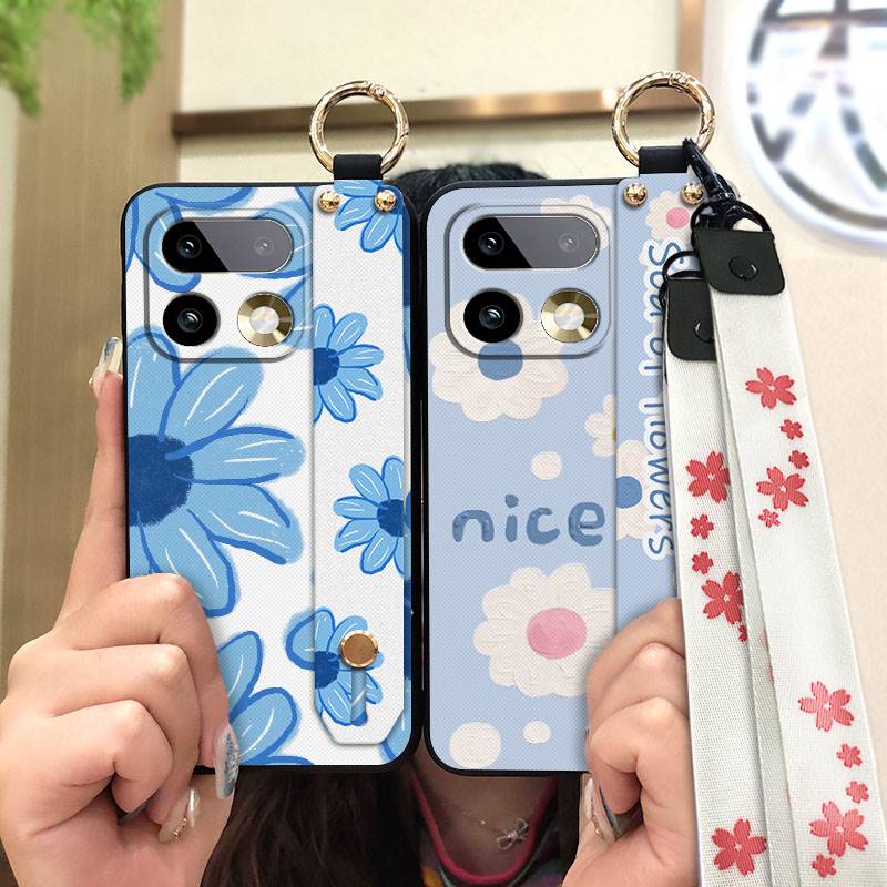 Wristband Lanyard Phone Case For OPPO Realme16 Pro Plus Flower Oil Painting Phone Holder Soft case Ring Waterproof