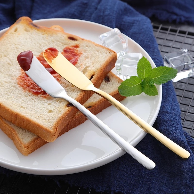 1Pc 304 Stainless Steel Butter Knife Long Handle Bread Cheese Jam Spatula Multipurpose Western Tableware Household Kitchen Tools