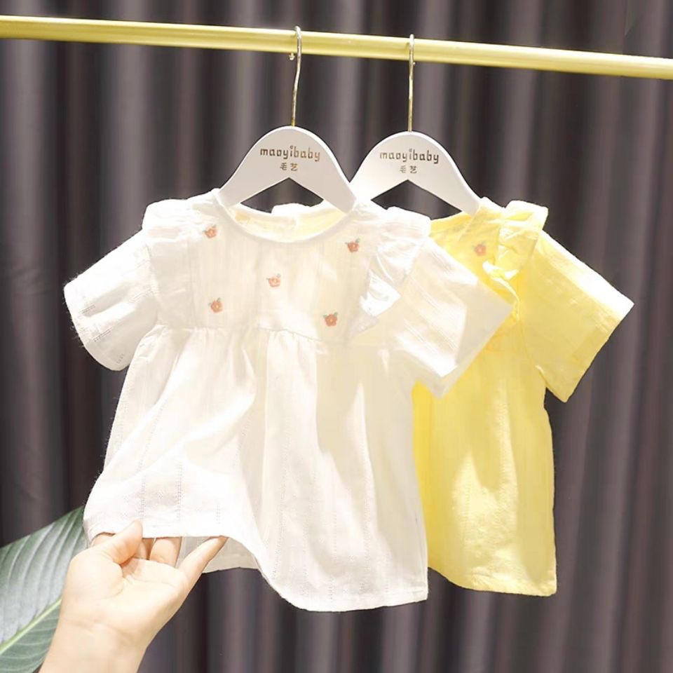 Baby girl princess dress, new children's summer dress, girl's small fresh and versatile little flower doll shirt, trendy female treasure summer dress