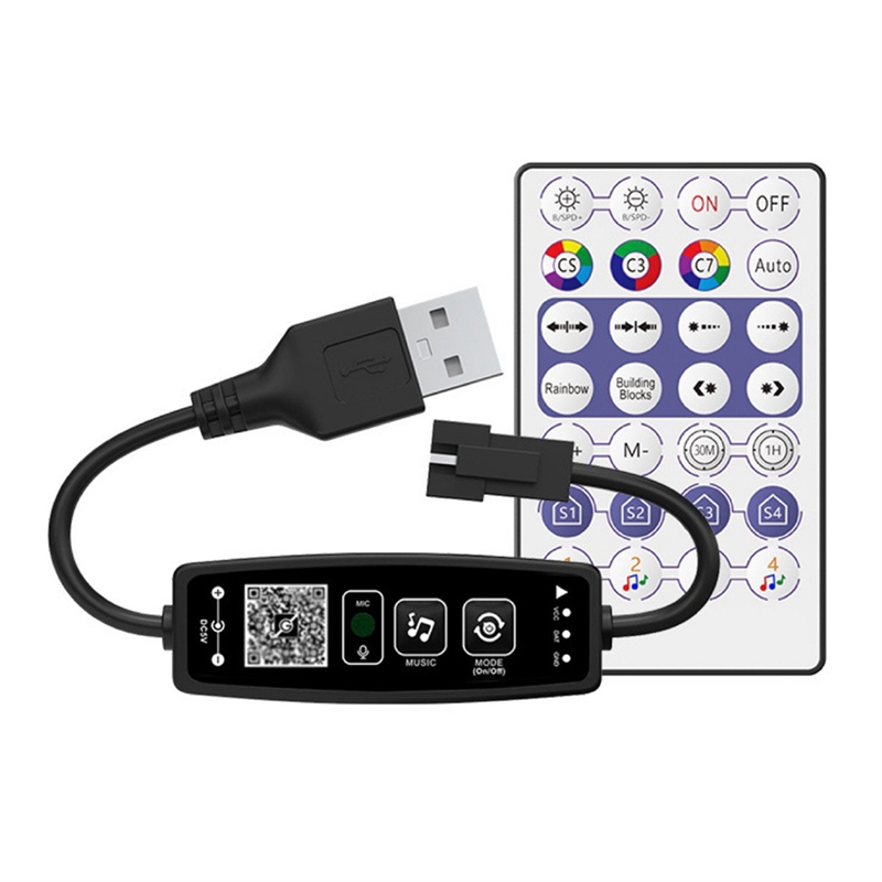ARELENE WS2811 WS2812B LED Controller Bluetooth Music 28Keys Remote Control for Individual Addressable RGB Strip Light USB 5V