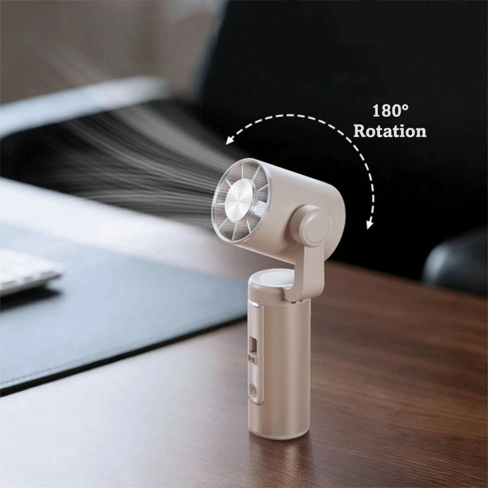 Personal Fan Semiconductor Cooling Metal Gimbal Cooling Fan Quiet Operation Powerful Wind Portable Cooling Fan Cold Wind 5 Levels Rechargeable Fan for 5W/3000mAh Desktop Use