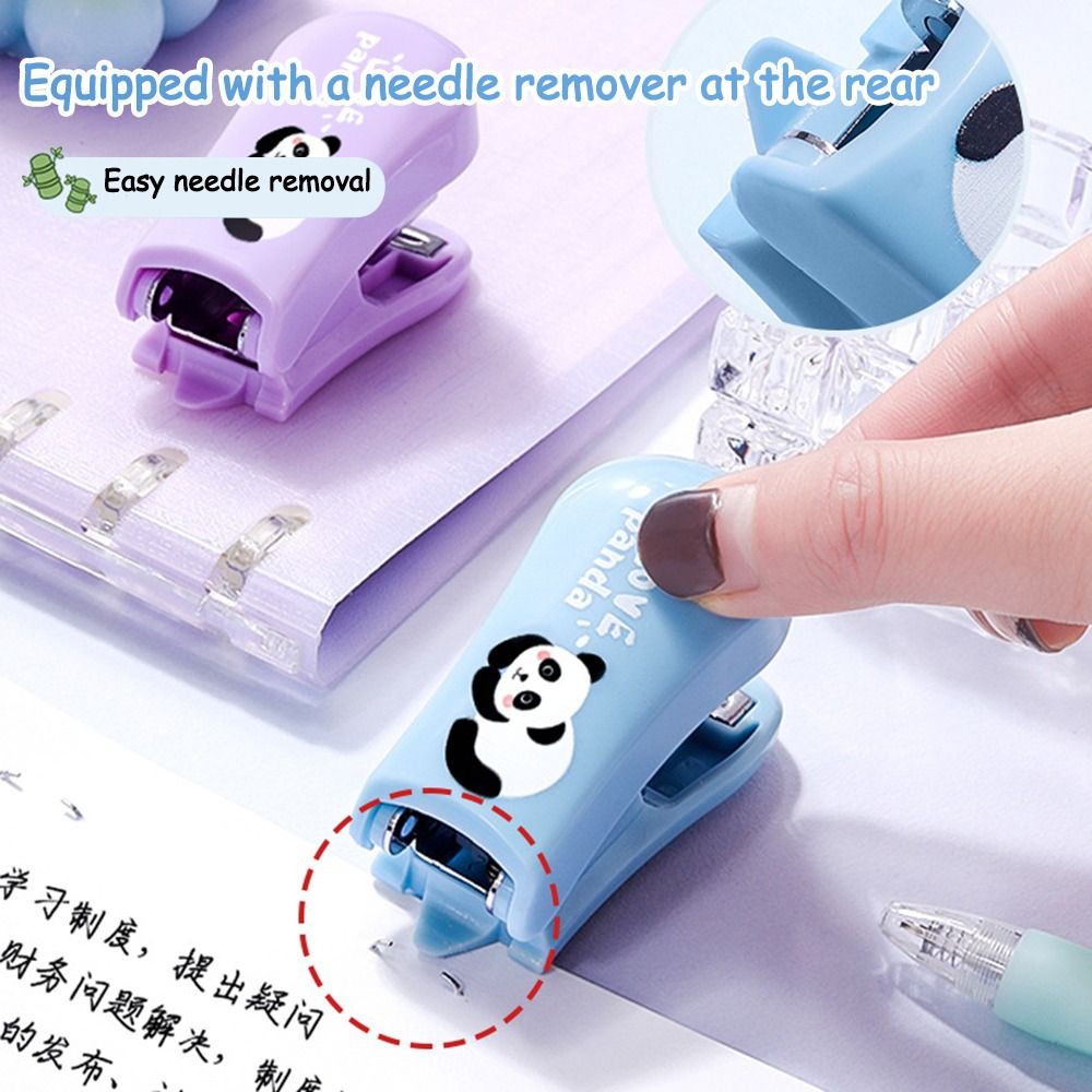 Cute Cartoon Panda Mini Stapler with Staples Multifunctional Paper Binder Stapler Set Student Stationery