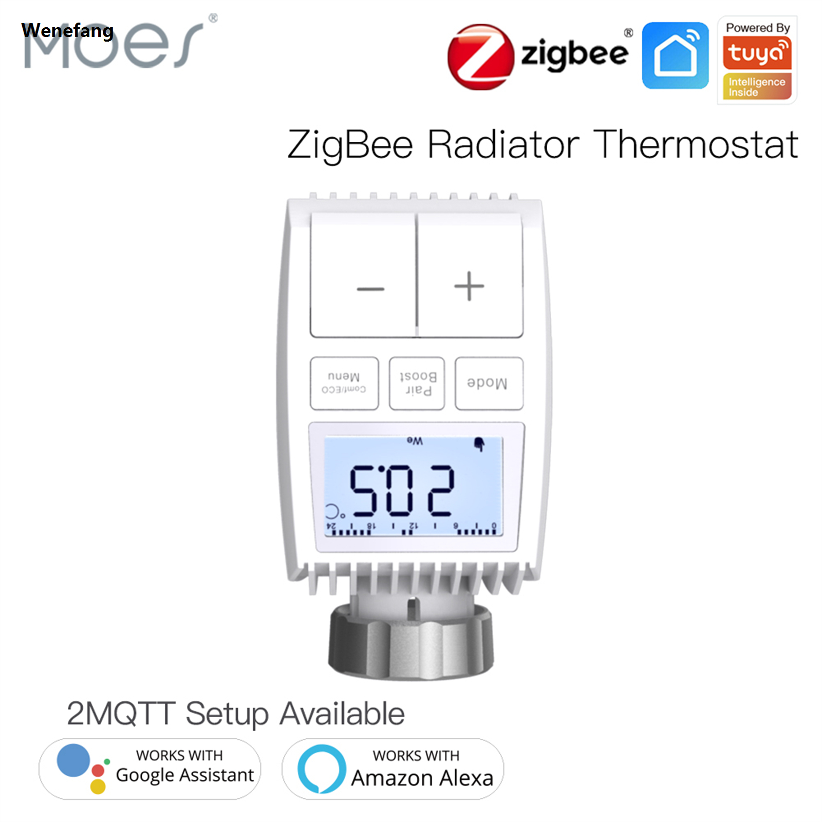 Wenefang MOES Tuya ZigBee3.0 Radiator Actuator Valve Smart Thermostat Temperature 【2025 Version】 Controller Internal Sensor TRV Voice Control with Alexa