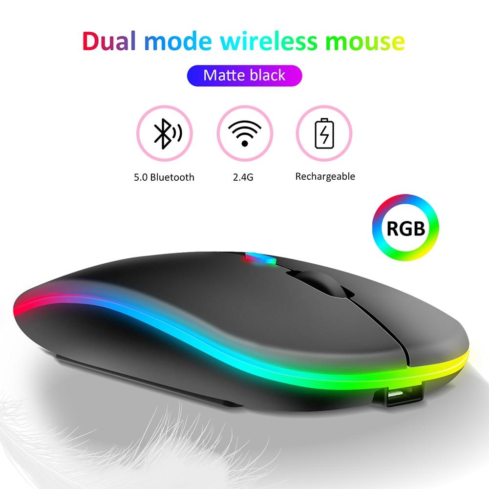 Transparent Wireless + Bluetooth Dual Mode Rechargeable Mouse